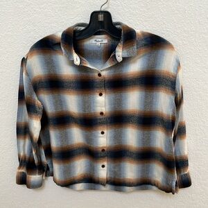 Madewell Gold and Blue Button Down Top